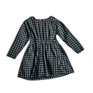 Miles the Label Olive Green & Black Gingham Pattern Girls Dress, 5Y